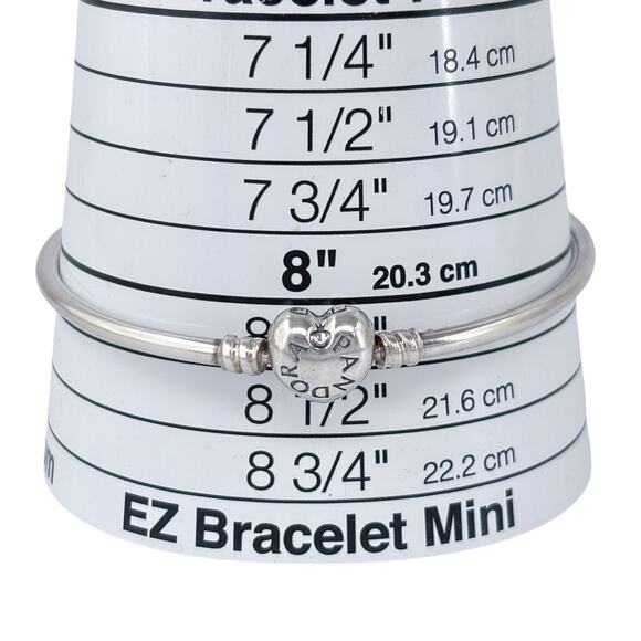 Vintage Pandora Sterling Silver 925 | Moments Heart Clasp Bangle Bracelet 8.25" - Picture 10 of 12